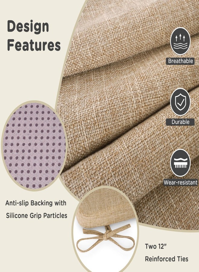AddGrace Square Chair Cushions for Dining Chairs 4 Pack Non Slip Seat Cushions for Kitchen Chairs Indoor Thick Dining Room Chair Pads with Ties and Removable Cover 16'' x 16'' x 2'' (Beige) - Image 3