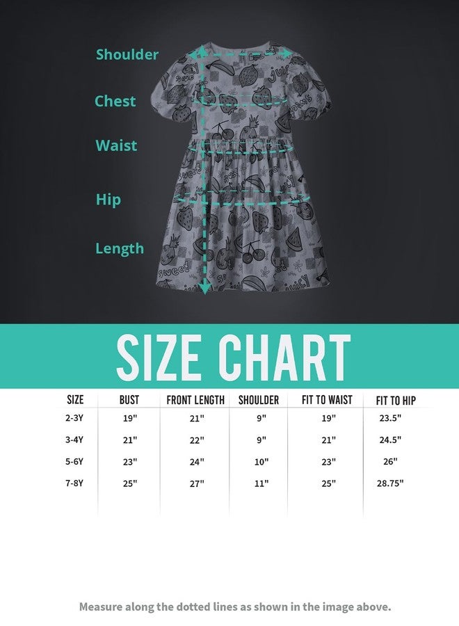 The Souled Store Summer Sweet Girls Short Sleeves Round Neck Multi Colored All Over Printed A Line Cotton Dresses (2-8 Yrs) - Image 4