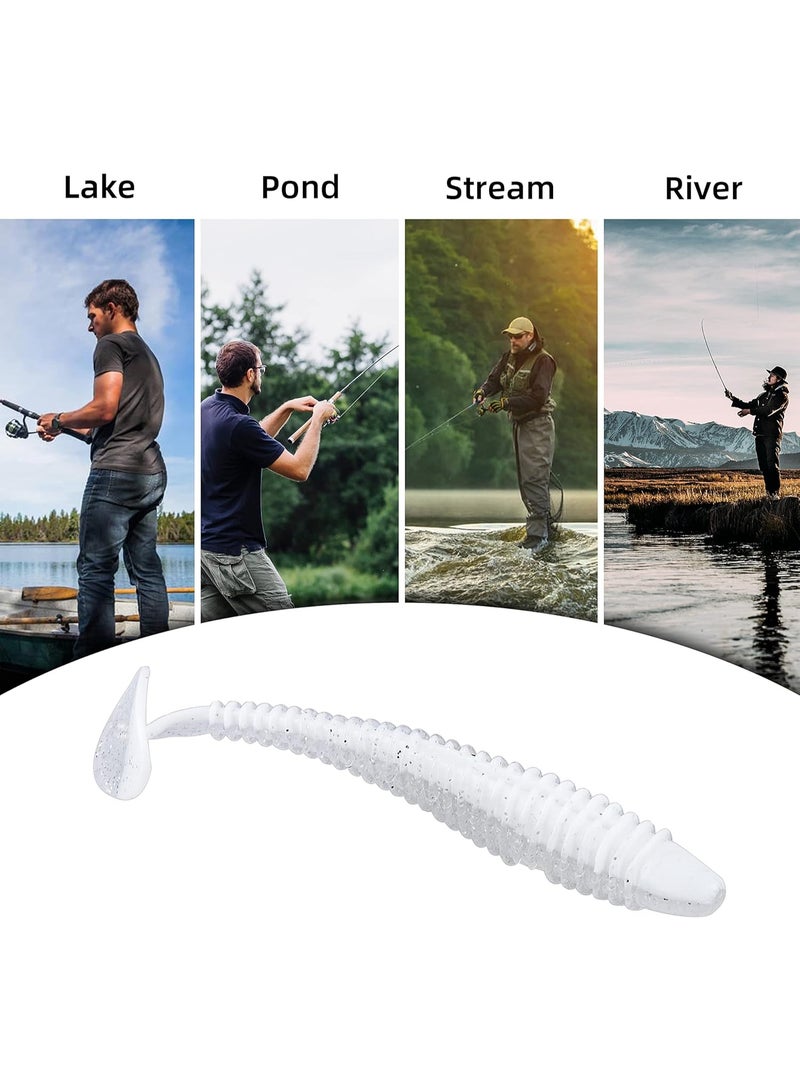 Swimbaits Paddle 30PCS, 3Inches Paddle Tail, مغري ناعم للسمك السمك Crappie Bass, طعم بلاستيكي دائم السباح للمياه المالحة / المياه العذبة, هدية محب الصيد - Image 3