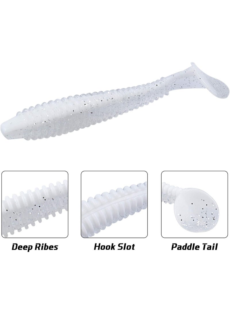 Swimbaits Paddle 30PCS, 3Inches Paddle Tail, مغري ناعم للسمك السمك Crappie Bass, طعم بلاستيكي دائم السباح للمياه المالحة / المياه العذبة, هدية محب الصيد - Image 4