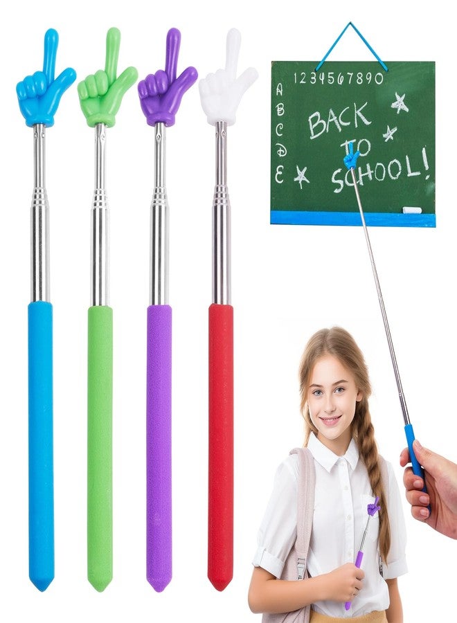 Xiuouix Telescopic Teacher Pointer Stick,4Pcs Mini Finger Pointer Stick,Retractable Teacher Pointer Stick forElementary School Kindergarten Teacher Teacher Supplies (A- Black,red,Blue,Purple) - Image 1