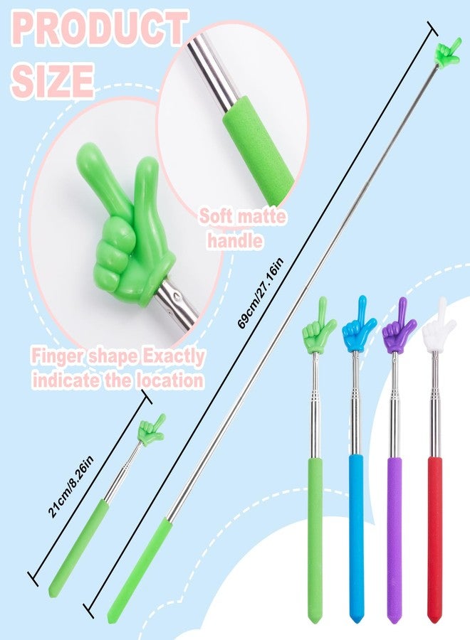 Xiuouix Telescopic Teacher Pointer Stick,4Pcs Mini Finger Pointer Stick,Retractable Teacher Pointer Stick forElementary School Kindergarten Teacher Teacher Supplies (A- Black,red,Blue,Purple) - Image 2