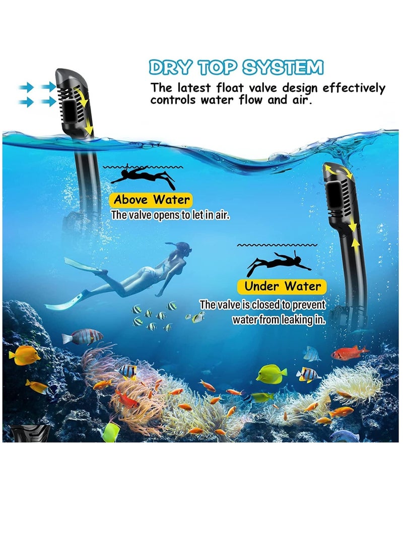 Hihonor طقم سنوركل جاف - قناع غوص مضاد للضباب، قناع سنوركل بزاوية رؤية بانورامية واسعة، تنفس حر وحزام قابل للتعديل بسهولة، معدات سنوركل احترافية للبالغين - Image 5