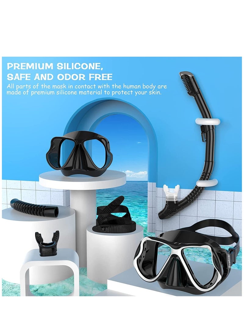 Hihonor طقم سنوركل جاف - قناع غوص مضاد للضباب، قناع سنوركل بزاوية رؤية بانورامية واسعة، تنفس حر وحزام قابل للتعديل بسهولة، معدات سنوركل احترافية للبالغين - Image 3