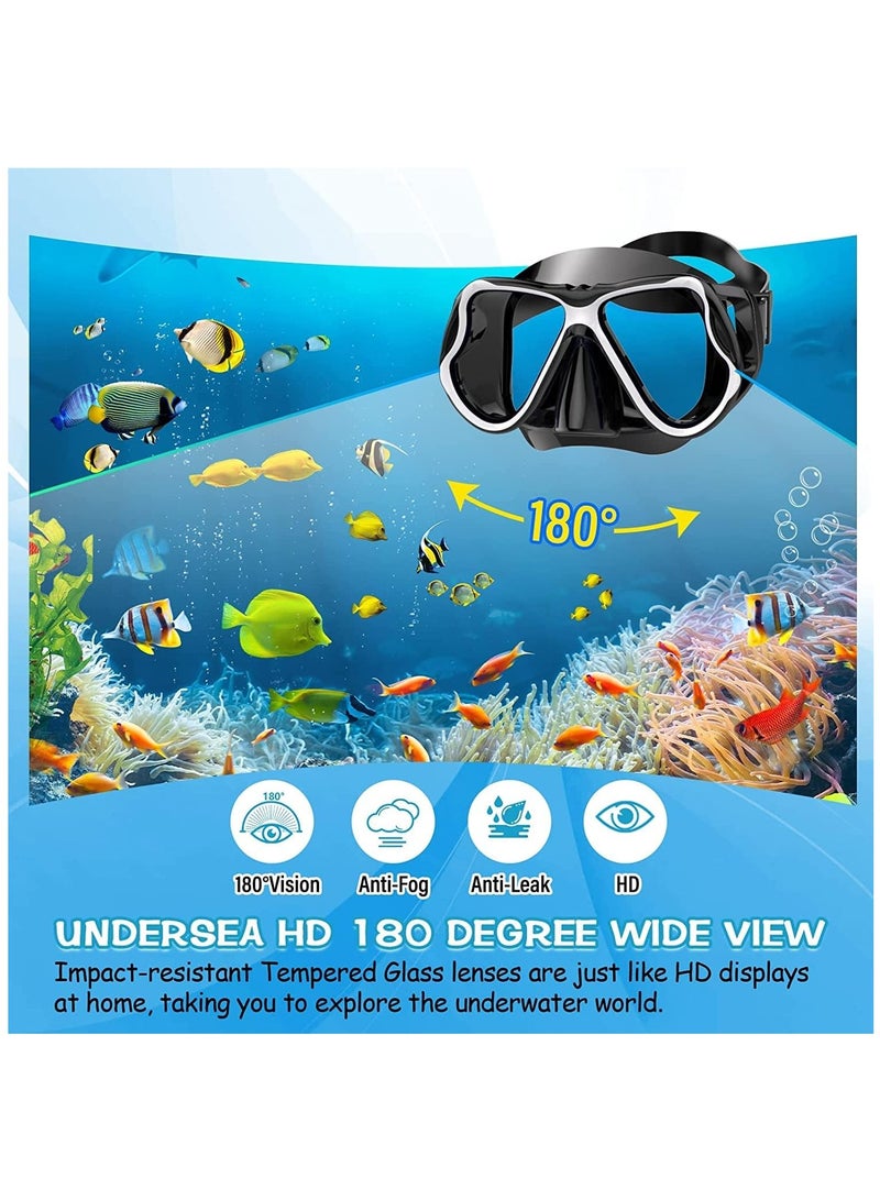 Hihonor طقم سنوركل جاف - قناع غوص مضاد للضباب، قناع سنوركل بزاوية رؤية بانورامية واسعة، تنفس حر وحزام قابل للتعديل بسهولة، معدات سنوركل احترافية للبالغين - Image 4