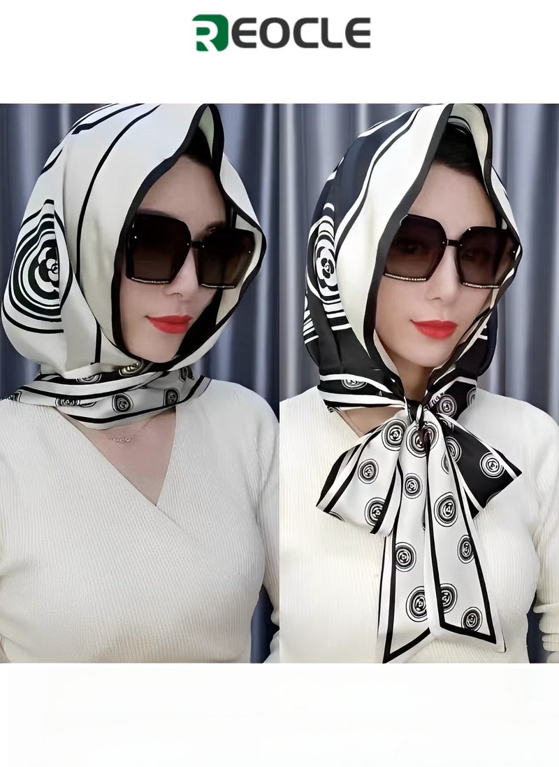 REOCLE Women's Turbans with Double Sided Sun Protection Turban Head Wraps Soft One Piece Hijab Long Turban Full Head Scarf Mulberry Silk Sunscreen Visor - Image 1