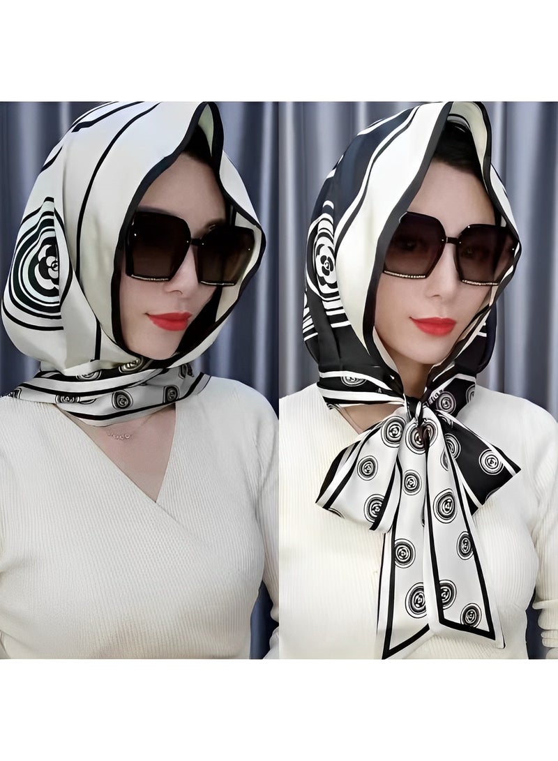 REOCLE Women's Turbans with Double Sided Sun Protection Turban Head Wraps Soft One Piece Hijab Long Turban Full Head Scarf Mulberry Silk Sunscreen Visor - Image 2