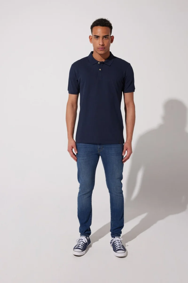 Riders By Lee Regular Fit Normal Cut Cotton Polo Neck Navy Blue T-Shirt