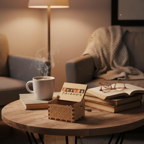 OFFO Hand Crank Wooden Music Box – Friends TV Show Theme Tune | Vintage Gift for Friends Fans, Boys, Girls & Adults | Nostalgic Collectible Décor for Bedroom, Desk & Shelf - Image 5