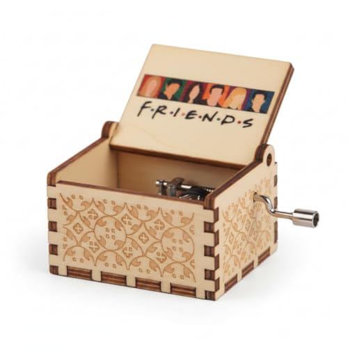 OFFO Hand Crank Wooden Music Box – Friends TV Show Theme Tune | Vintage Gift for Friends Fans, Boys, Girls & Adults | Nostalgic Collectible Décor for Bedroom, Desk & Shelf - Image 1