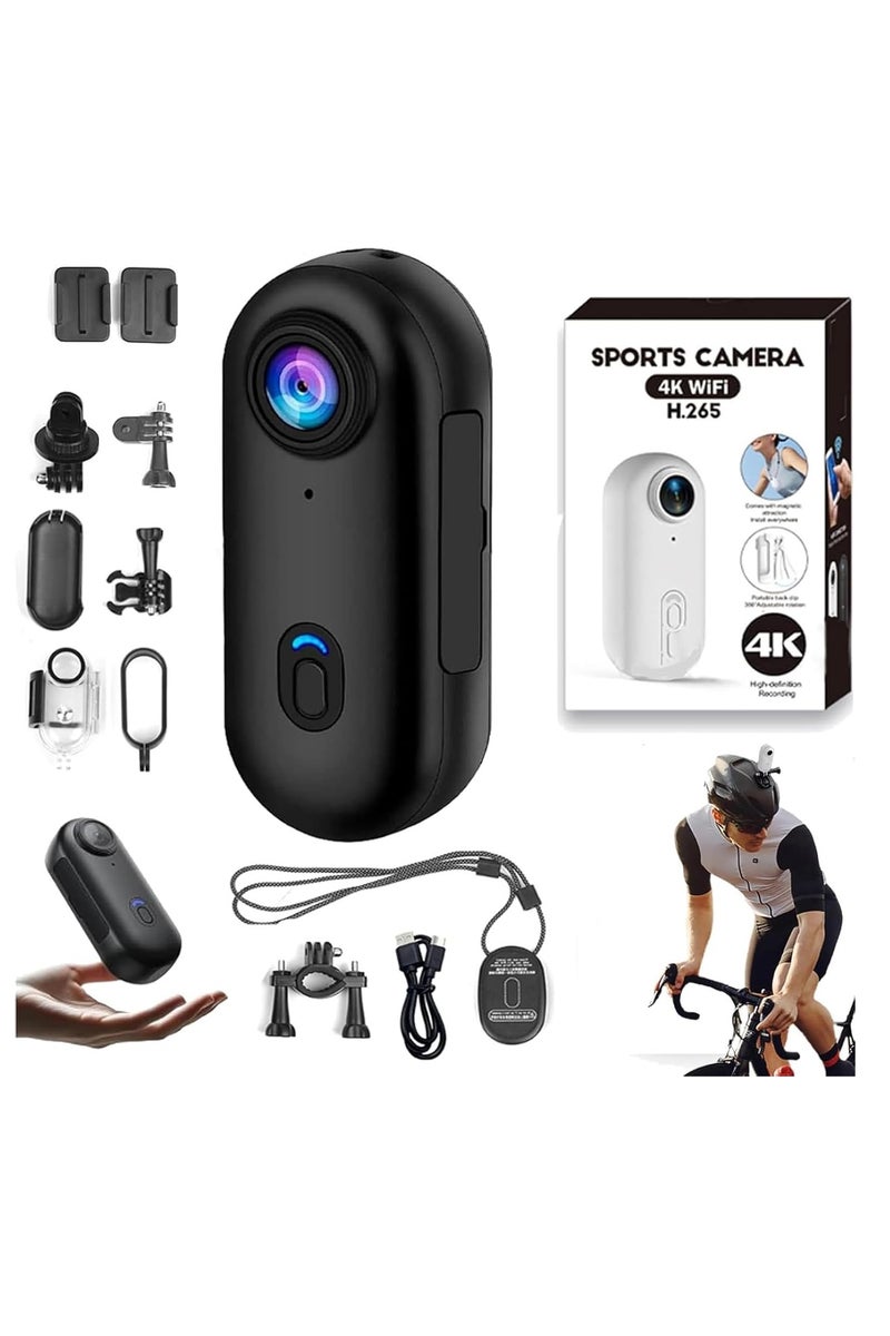 MOCOM 4K Body Camera Magnetic Sports Action Cam Waterproof 30m 170 Wide Angle Cycling Camera Diving Camera Wearable Body Cam  Loop Recording, 120 Min Battery – with All Accessories  - Image 1
