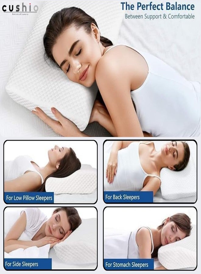 CUSHIO Memory Foam Butterfly Shape Contour Pillow | Cervical Orthopedic Memory Pillow for Neck & Shoulder Pain Relief | Size 20"x12" (White) - Image 5