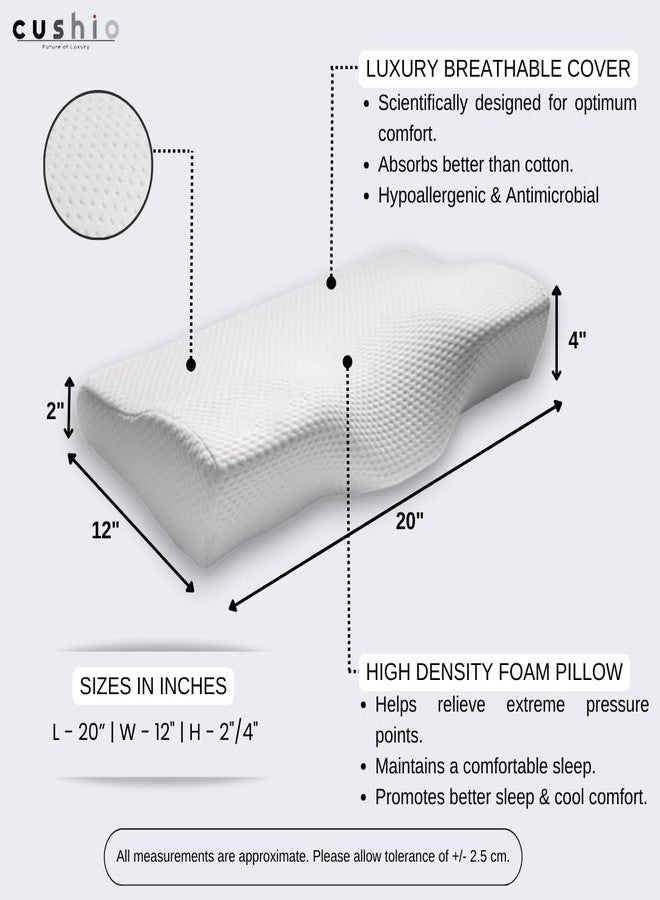 CUSHIO Memory Foam Butterfly Shape Contour Pillow | Cervical Orthopedic Memory Pillow for Neck & Shoulder Pain Relief | Size 20"x12" (White) - Image 3