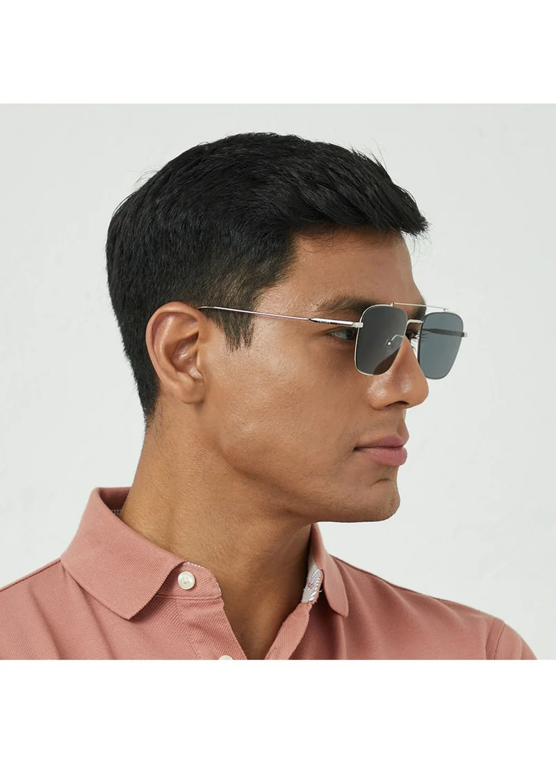 30 سندايز VALIANT Men Gray Sunglasses - Frame Material: Metal - Lens Color: Gray- Frame Color: Silver - Full Rim