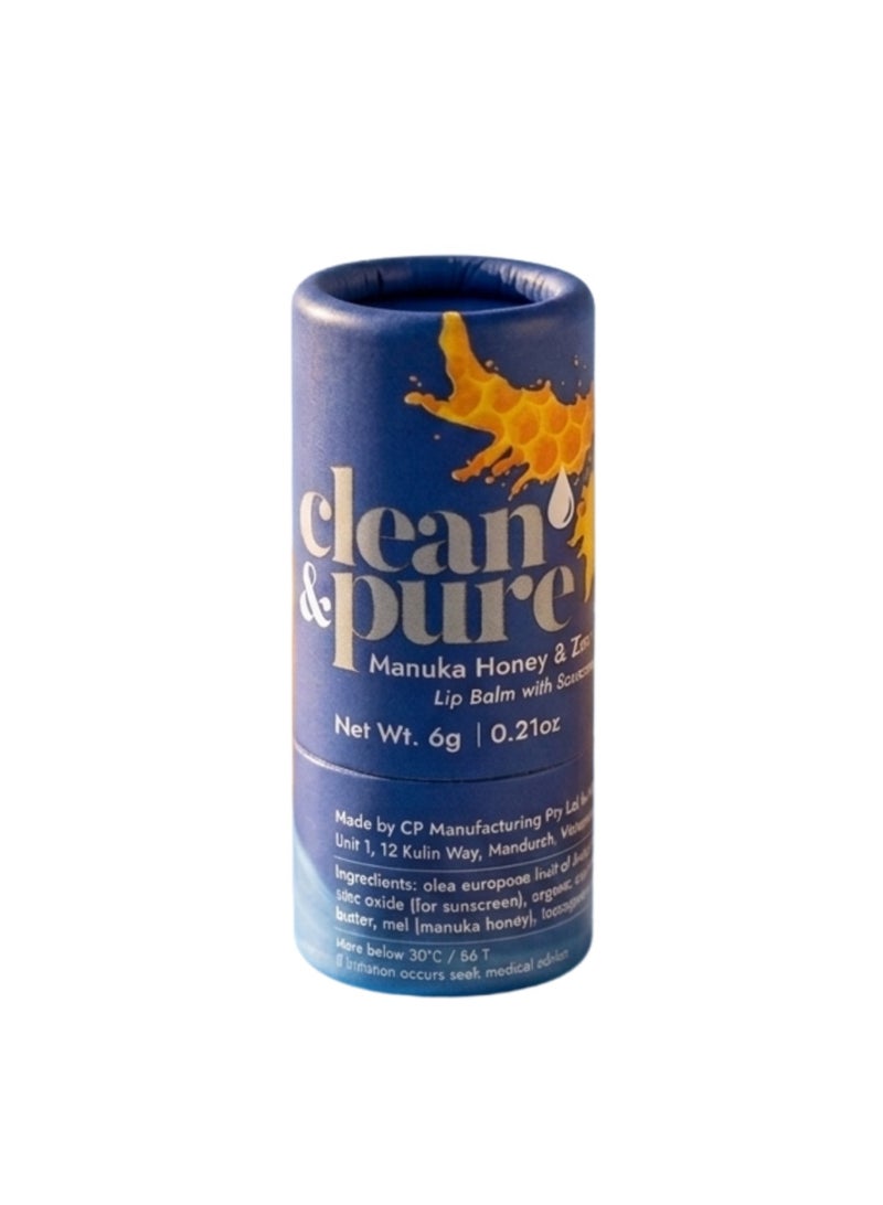 Clean & Pure Manuka Honey & Zinc SPF15 Lip Balm – 100% Natural, Hydrates, Soothes & Protects Lips from Sun, 6g - Image 1