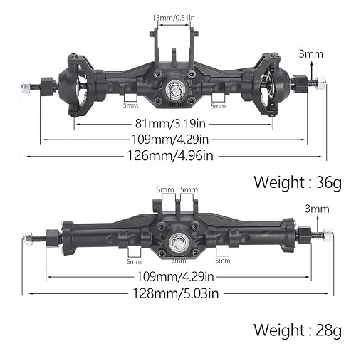 AMK TRX4M Axles Complete Set TRX4M Front  Rear Straight Axle Assembly Direct Fit for TRX4M 118 RC Crawler Fits BroncoF150  OEM Replacement  Upgrade Parts Differential Cover1 - Image 5