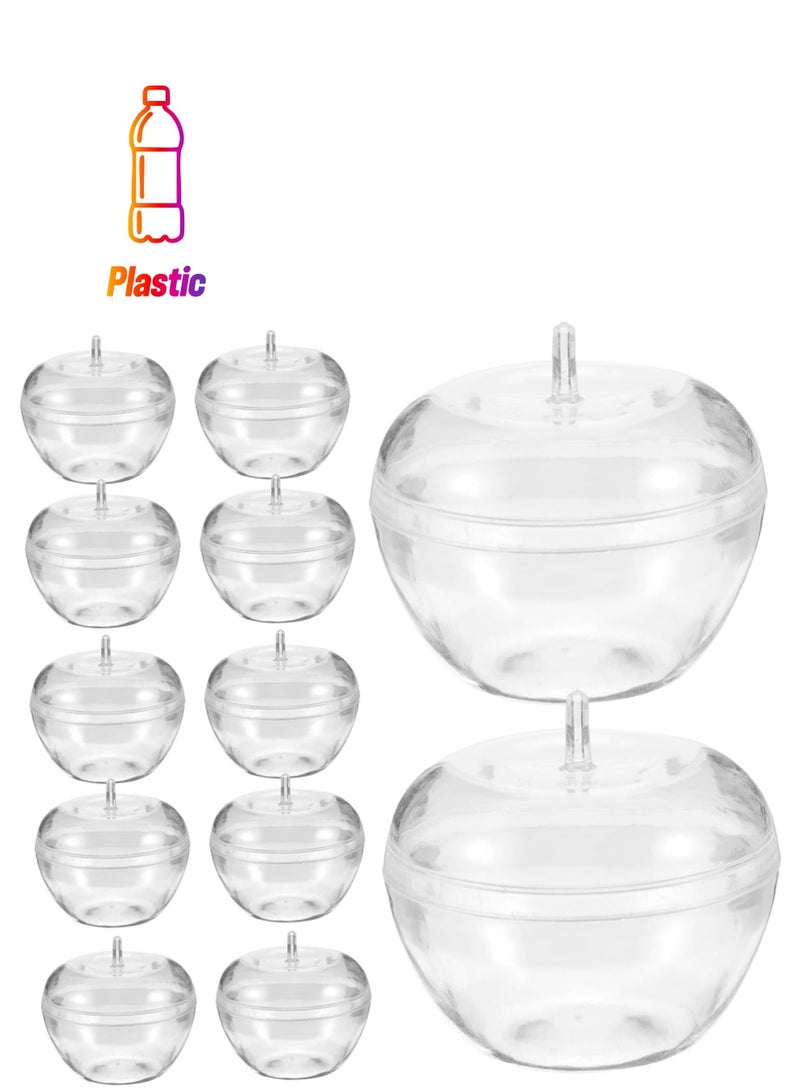 SOLARAE 12-Pack Clear Plastic Apple Storage Boxes, Fillable Candy Containers with Lids, Ideal for Hanging Ornaments, Gift Boxes, and Kids' Snack Jars. Perfect for Cookies and Treats! - Image 1