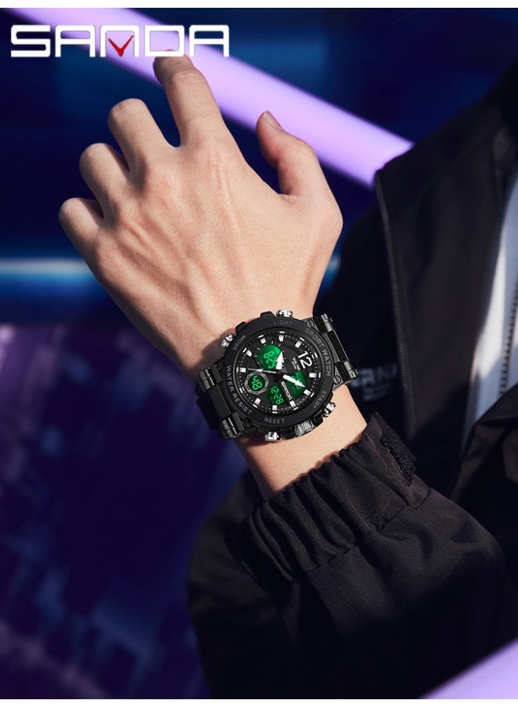 Sanda Men's Electronic Watch Sports Multi functional Waterproof Alarm Clock Night Light LED Fashion Men's Electronic Watch - Image 4