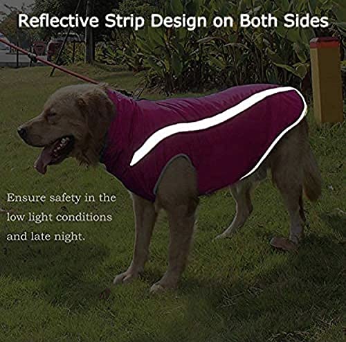 KUTKUT Windproof Warm Dog Winter Jacket |Reflective Cold Weather Coat | Waterproof Polar Fleece with Leash Hole Pet Warm Clothing for Large Dogs. (Dark Pink, Size:6XL, Chest:88cm) - Image 4