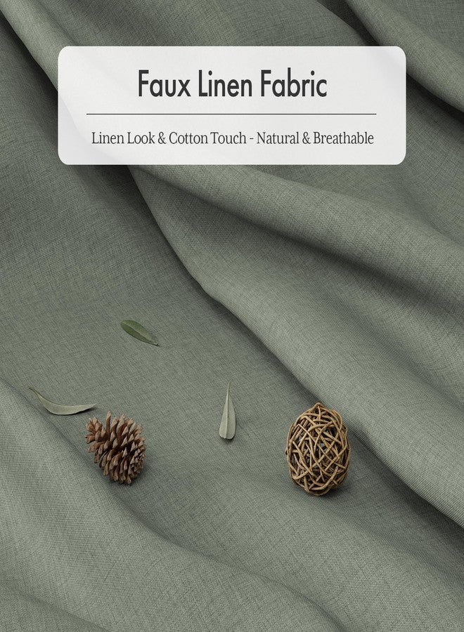 AmazerBath Farmhouse Shower Curtain, Sage Green Linen Shower Curtain with 3 Side Green Tassel, Boho Shower Curtain Set with 12 Upgraded Hooks for Neutral Country Bathroom, 72x72 Inches - Image 2