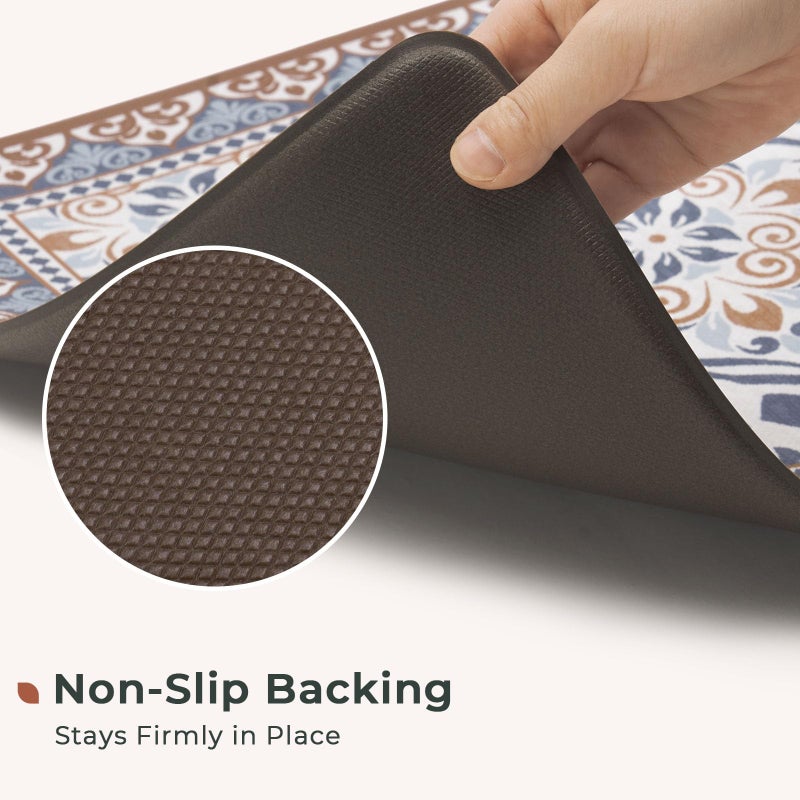 FRESHMINT Anti Fatigue Kitchen Mats for Floor 2 Piece Set, Waterproof & Non-Skid Moroccan Tile Kitchen Rugs, Cushioned Kitchen Mat for Standing Washable Comfort Desk Kitchen Runners, 17x30+17x47 - Image 5
