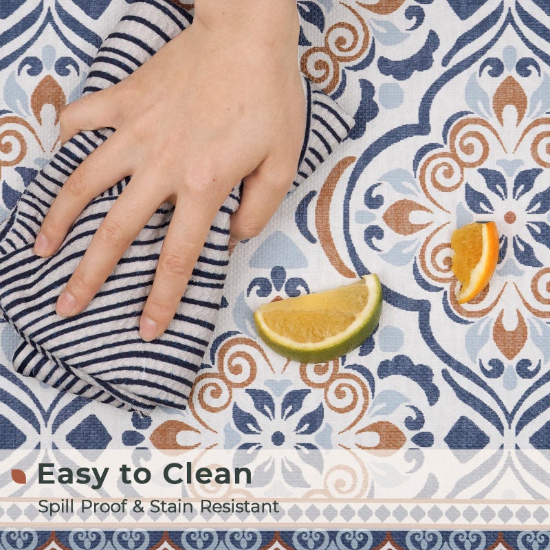 FRESHMINT Anti Fatigue Kitchen Mats for Floor 2 Piece Set, Waterproof & Non-Skid Moroccan Tile Kitchen Rugs, Cushioned Kitchen Mat for Standing Washable Comfort Desk Kitchen Runners, 17x30+17x47 - Image 4