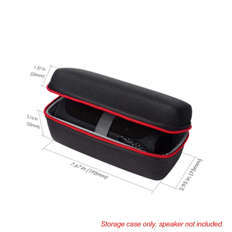 Speaker Storage Case Hard Shell Waterproof Portable Double Zippers - Elastic Band Villus Lining for JBL FLIP3 FLIP4 Speakers - Black Oxford Cloth EVA Material with Mesh Pocket for Travel - Image 2