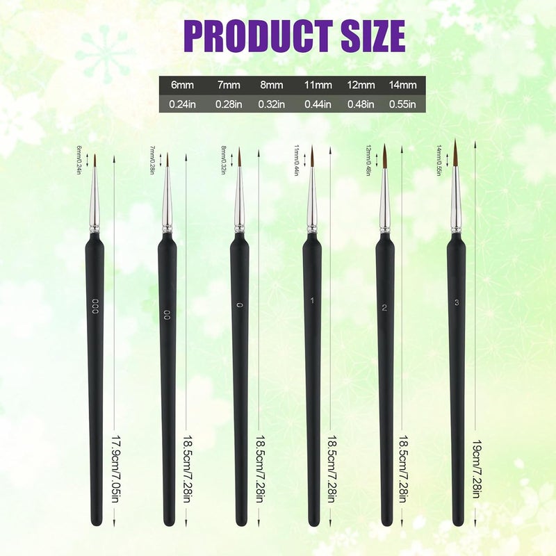 SAVITA 6pcs Fine Detail Paint Brush, Miniature Detail Paint Brushes with 6 Sizes Wooden Fine Tip Paint Brush Set for Watercolor Painting Acrylic Face Paint Model Drawing (Matte Blue) - Image 2