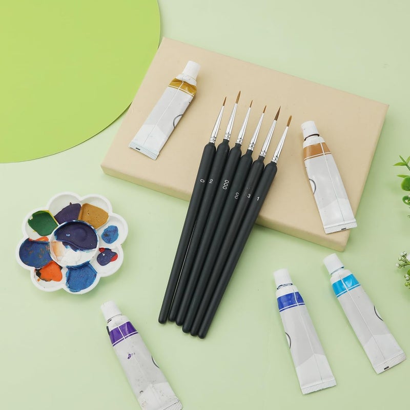 SAVITA 6pcs Fine Detail Paint Brush, Miniature Detail Paint Brushes with 6 Sizes Wooden Fine Tip Paint Brush Set for Watercolor Painting Acrylic Face Paint Model Drawing (Matte Blue) - Image 3