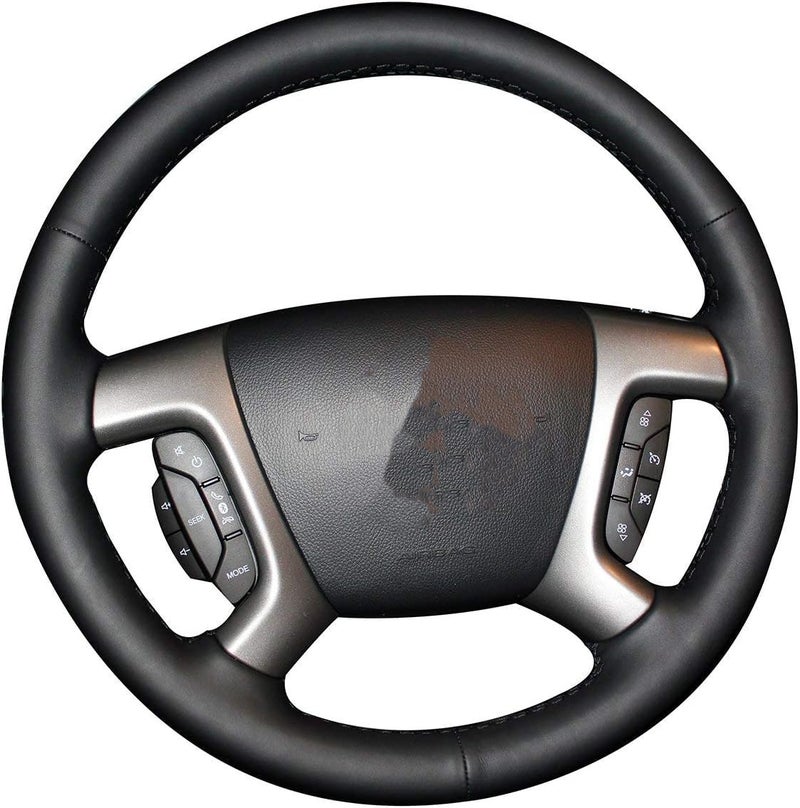 JI Loncky Genuine Leather Steering Wheel Cover for Chevrolet 2008-2013 Silverado 1500 /Silverado 2500 3500/2007-2014 Tahoe/2007-2014 Suburban 1500/2007-2013 Avalanche 1500/2009-2015 Traverse/Express - Image 1