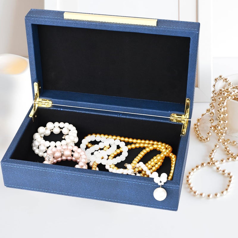 XIGEXIGE Navy Blue Shagreen box Faux Leather Decorative Box,Keepsake And Memory Storage Small Decorative Boxes with Lids for Modern Home Decor Jewelry Box Organizer - Image 5