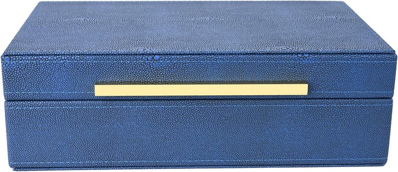XIGEXIGE Navy Blue Shagreen box Faux Leather Decorative Box,Keepsake And Memory Storage Small Decorative Boxes with Lids for Modern Home Decor Jewelry Box Organizer - Image 1