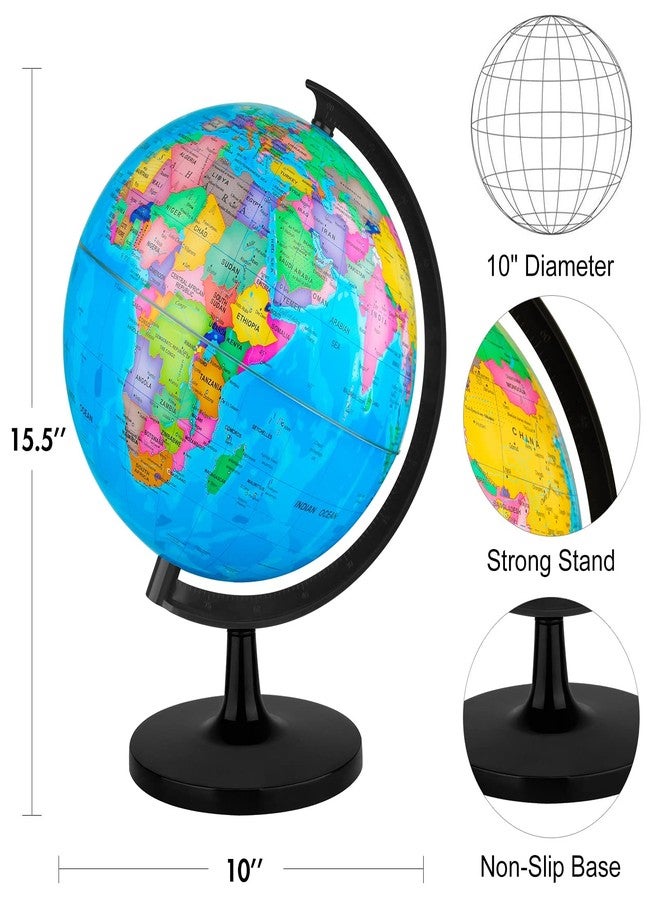 Wizdar 10'' World Globe for Kids Learning - Image 2