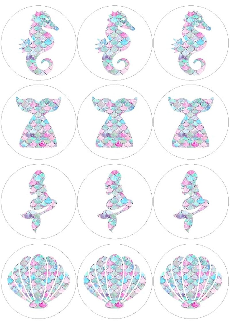 Mermaids Round Stickers for Girls birthday party supplies - 24 pcs