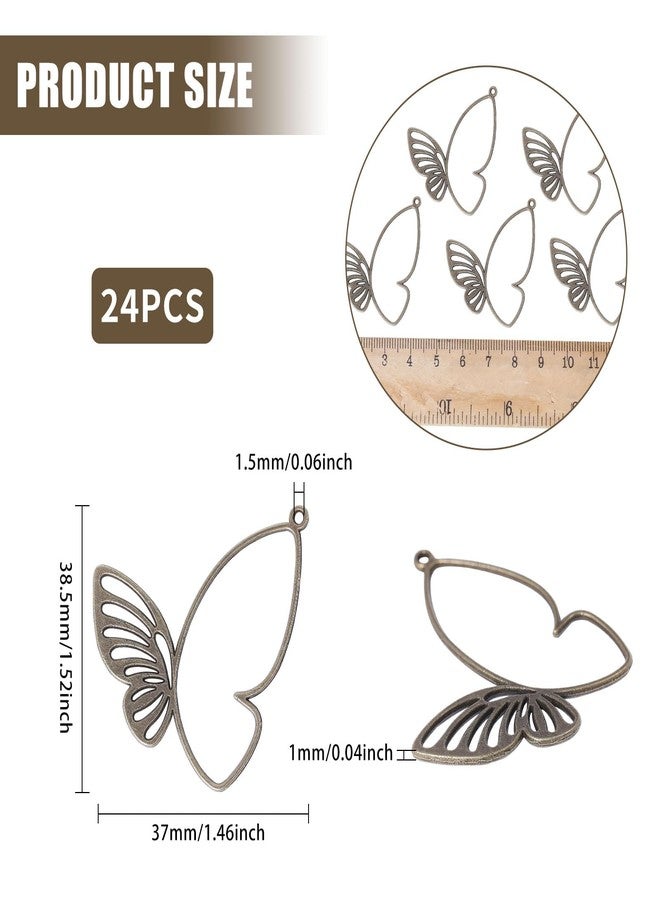 CHGCRAFT 24Pcs Alloy Butterfly Charms Antique Bronze Open Back Bezel Pendant Butterfly Pendants Open Bezel Charms Alloy Frame Pendants for Resin Jewelry Making - Image 2