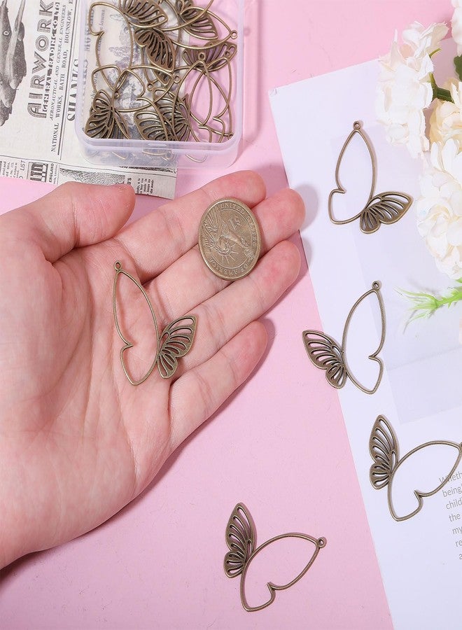 CHGCRAFT 24Pcs Alloy Butterfly Charms Antique Bronze Open Back Bezel Pendant Butterfly Pendants Open Bezel Charms Alloy Frame Pendants for Resin Jewelry Making - Image 3