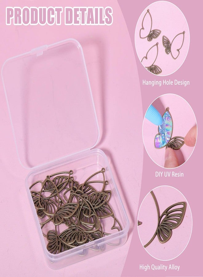 CHGCRAFT 24Pcs Alloy Butterfly Charms Antique Bronze Open Back Bezel Pendant Butterfly Pendants Open Bezel Charms Alloy Frame Pendants for Resin Jewelry Making - Image 4