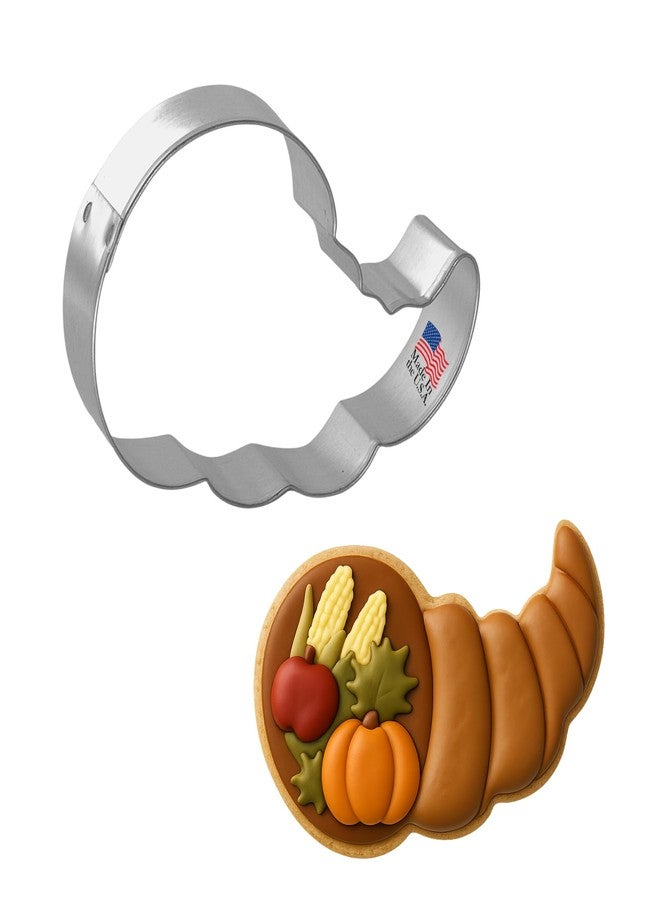 Foose Cornucopia Cookie Cutter 3.25 Inch - Made in the USA - Foose Cookie Cutters Tin Plated Steel Cornucopia Cookie Mold - Image 1