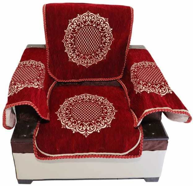 jayvaam Premium 5 Seater Printed Sofa Cover Set with Arm Covers, 3,1,1 Seater 16 Pieces Sofa Back Slip Panels, Protector for Single Seater,MEHROON (Pack of 12) - Image 3