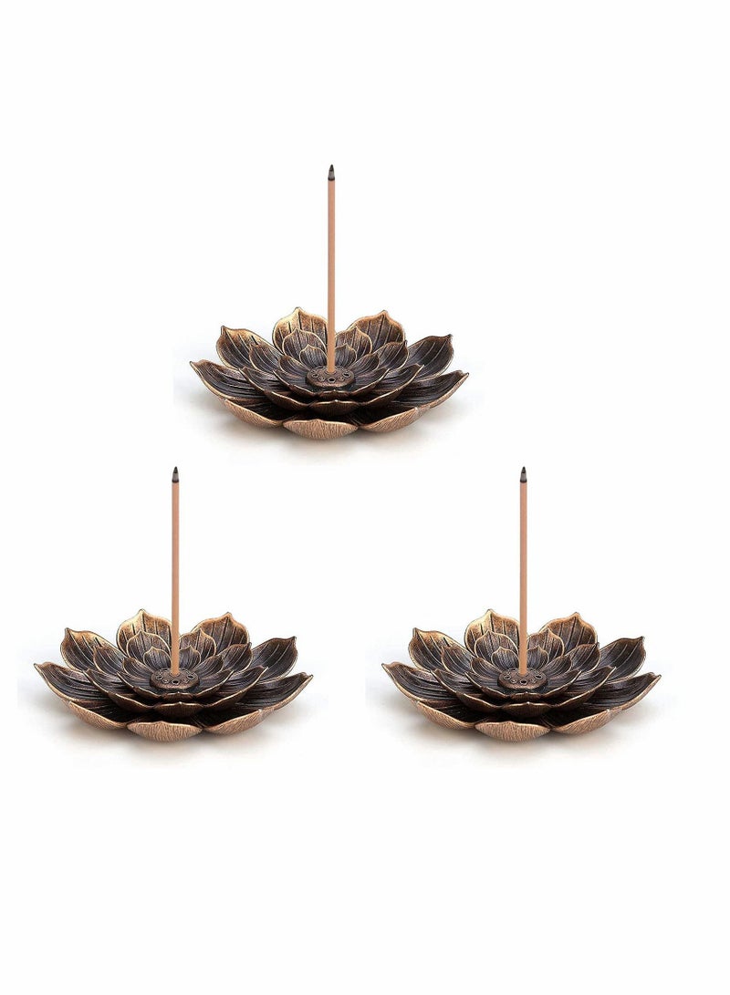 KASTWAVE 3 pack Incense Burner Bowl, Ceramic Handicraft Holder for Sticks, Coil Lotus Ash Catcher Tray 4.62 Inch Gray, Home Fragrance Accessories  - Image 1
