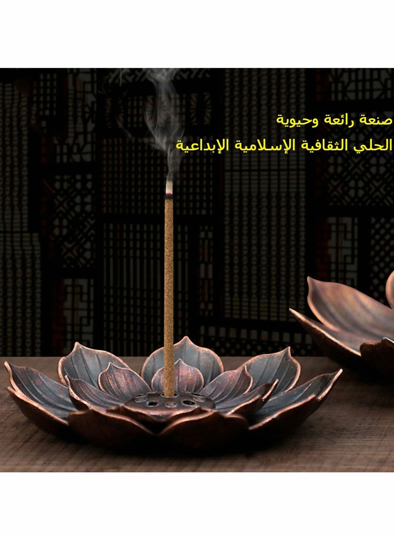 KASTWAVE 3 pack Incense Burner Bowl, Ceramic Handicraft Holder for Sticks, Coil Lotus Ash Catcher Tray 4.62 Inch Gray, Home Fragrance Accessories  - Image 2