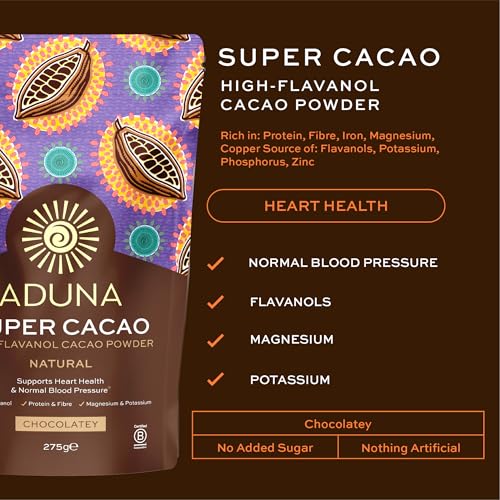 Aduna Super-Cacao Powder | 100% Natural Ghanaian Cacao for Heart Health & Energy Support | Natural Vegan Source of Magnesium, Flavanols & Iron | Superfood for Hot Chocolate, Smoothies, & Baking | 275g - Image 2