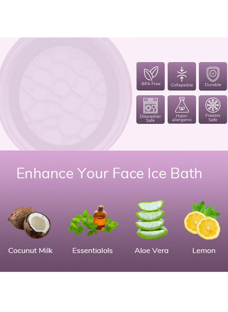Generic Large Silicone Bowl for Face Ice Bath with Built-In Icetray, Foldable and Hanging Design for Easy Storage and Carrying, Dipping Face Ice Bath at Home and Travel (Purple) - Image 3