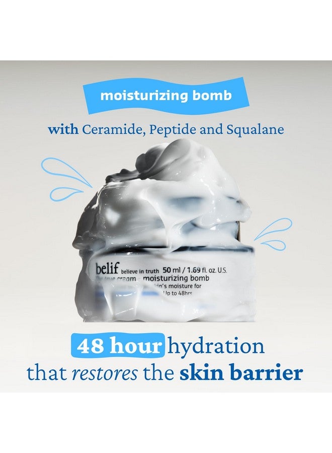 بليف كريم مرطب ترو كريم 50 مل، 48 ساعة من الترطيب، ببتيد، سيراميد، سكوالين، يعيد حاجز البشرة، كريم يومي للوجه، لجميع أنواع البشرة، مرطب للعناية بالبشرة من ماركة كورية - Image 1