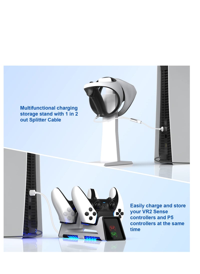 Excefore - PS5 Controller Charging Station, Fast Dual Charging Dock for DualSense Wireless Controllers, for PS 5 Dualsense Wireless Controller, with LED Indicator, Headset Holder, Type-c Charger Cable - Image 1