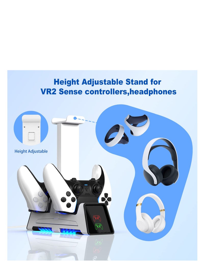 Excefore - PS5 Controller Charging Station, Fast Dual Charging Dock for DualSense Wireless Controllers, for PS 5 Dualsense Wireless Controller, with LED Indicator, Headset Holder, Type-c Charger Cable - Image 1