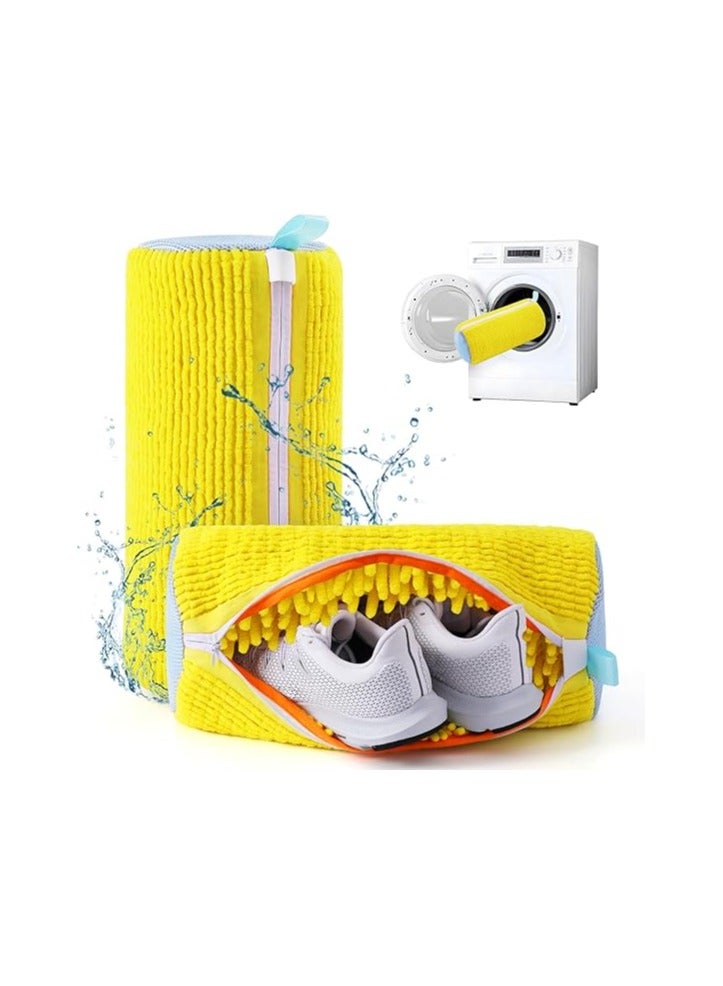 MOMENT Large Shoe Washing Machine Bag – Extra Thick Laundry Shoe Bag for Washer and Dryer, 360° Deep Clean Shoes Laundry Bag, Reusable Shoe Bag for Sneaker washing machine bags, Yellow