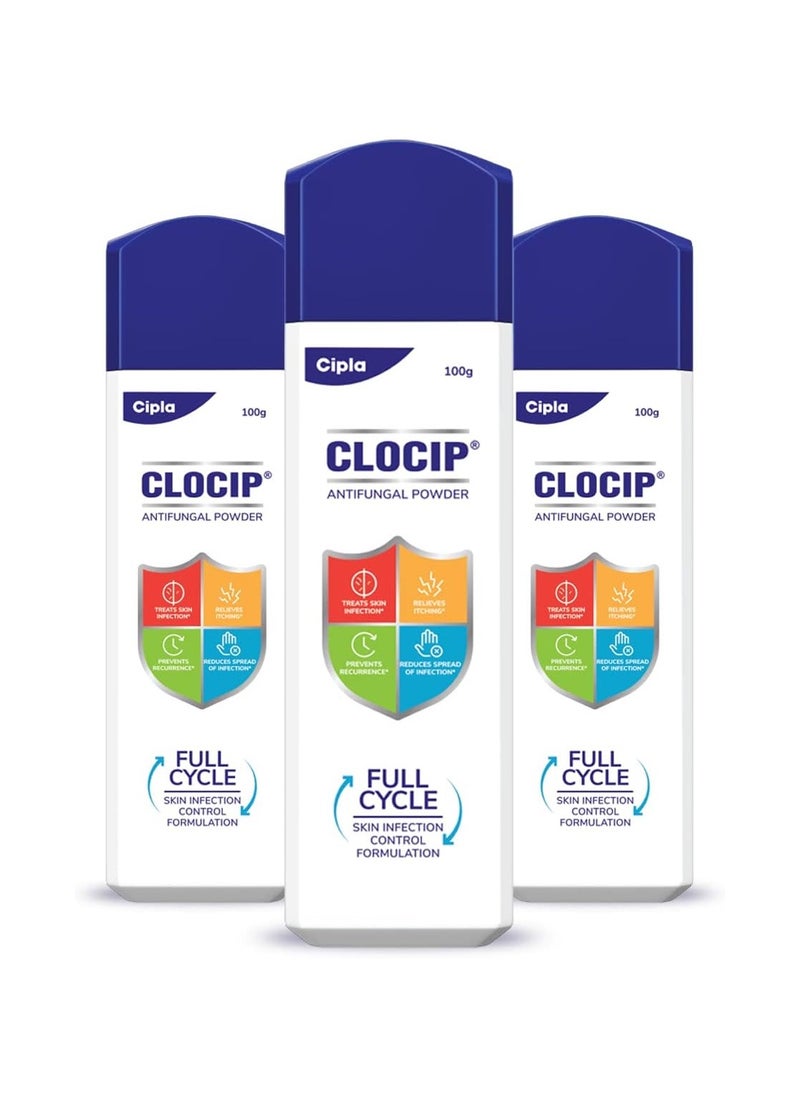 Cipla - Cipla Clocip Antifungal Powder 100gm (Pack of 3) - Image 1