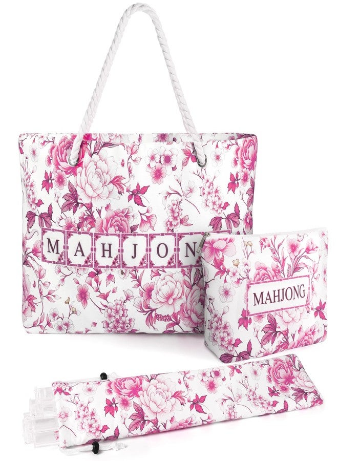 Xmoiqer Empty Mahjong Tile Bag for Mahjong Set,Mahjong Bag The Perfect Mahjong Gifts for Women,Mahjong Bags for Tiles and Racks,Mahjong Rack Bag for American Mahjong Tile Set(Pink) - Image 1