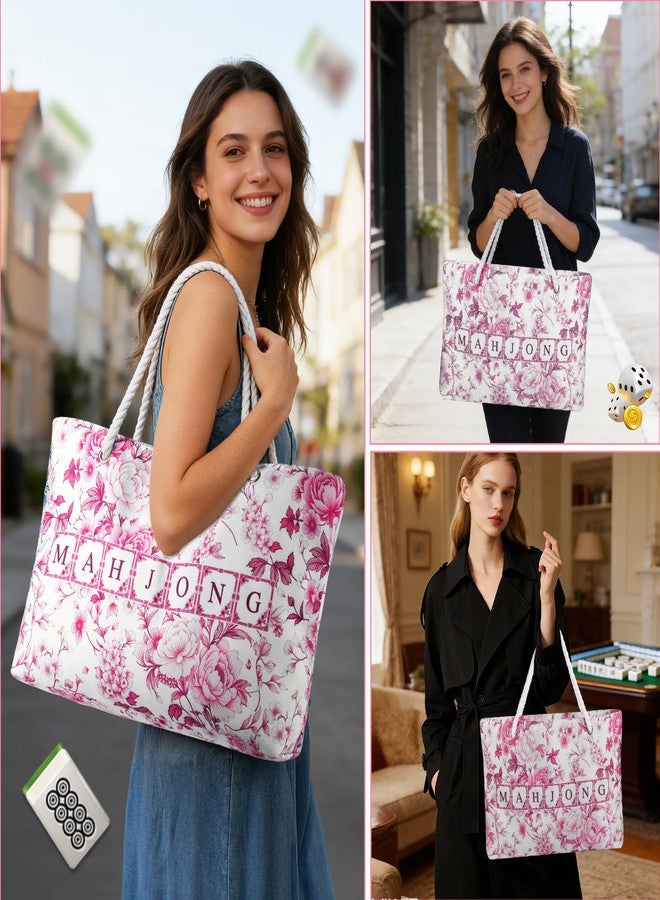 Xmoiqer Empty Mahjong Tile Bag for Mahjong Set,Mahjong Bag The Perfect Mahjong Gifts for Women,Mahjong Bags for Tiles and Racks,Mahjong Rack Bag for American Mahjong Tile Set(Pink) - Image 2